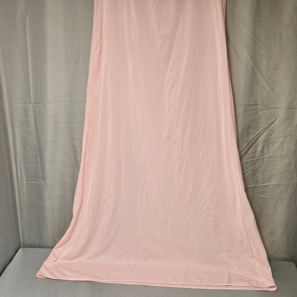 Vintage Nightgown Womens Medium Pink 100 Nylon Sheer Empire Waist V-Neck Long - Picture 4 of 11